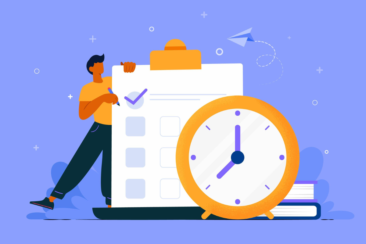 ilustración de un registro en papel con un reloj